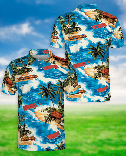 Cornhole Beach Hawaiian Polo Shirt for Men | Netecom