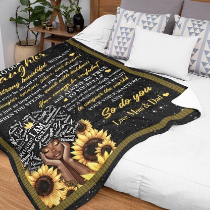 Netecom Personalized To My Daughter Blanket from Dad & Mom, Sunflower Throw Blanket for Couch, Bed or Sofa, Ultra Soft Warm, Birthday Gifts for Daughter, Present for Christmas, Graduation