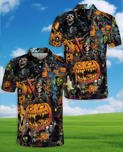 Halloween Monster Polo Shirt for Men – Spooky Pumpkin Style | Netecom