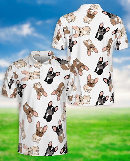 Cute French Bulldog Pattern 3D Polo Shirt for Men – Cartoon Dog Lover Style | Netecom