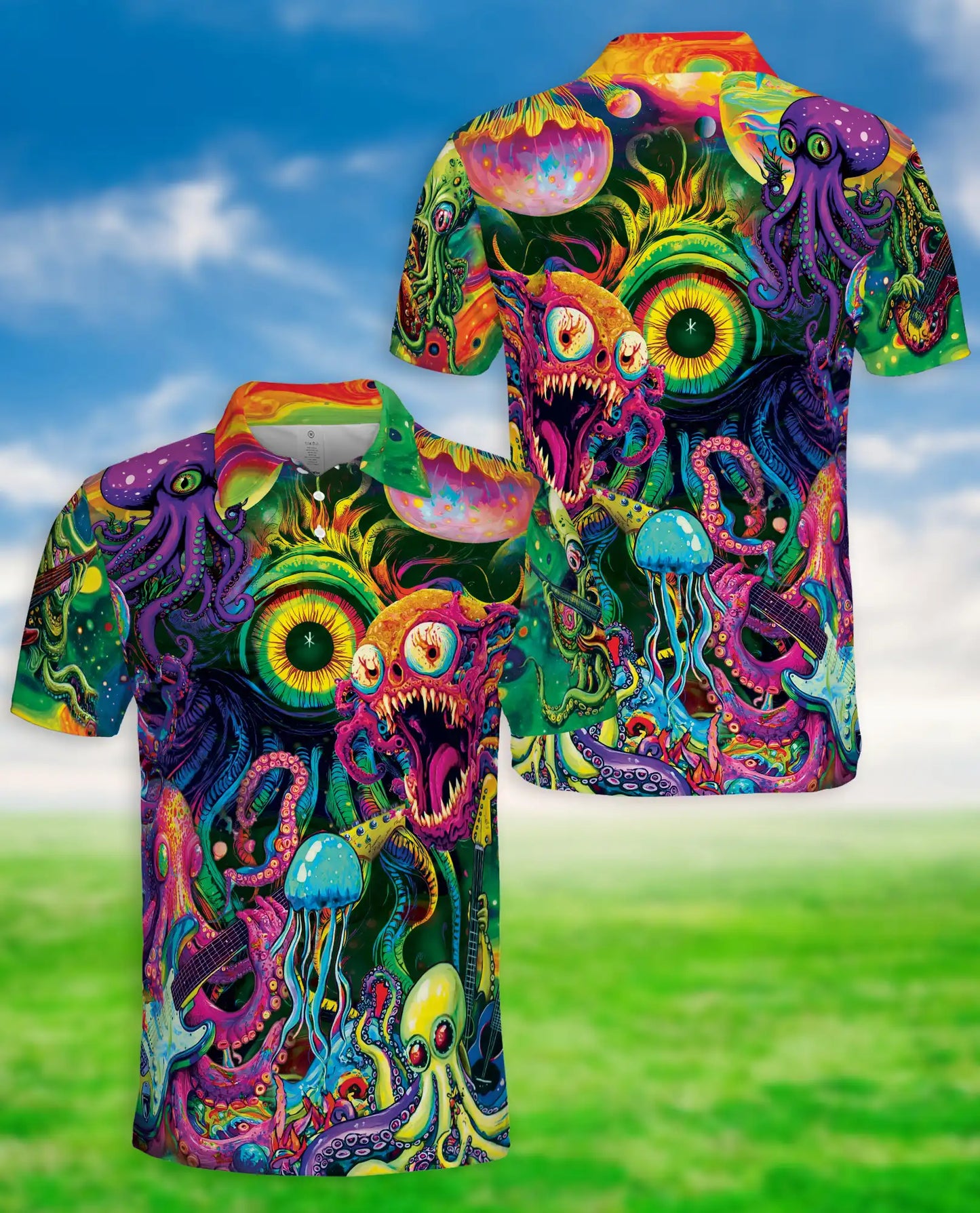 Psychedelic Sea Monster Polo Shirt | Netecom