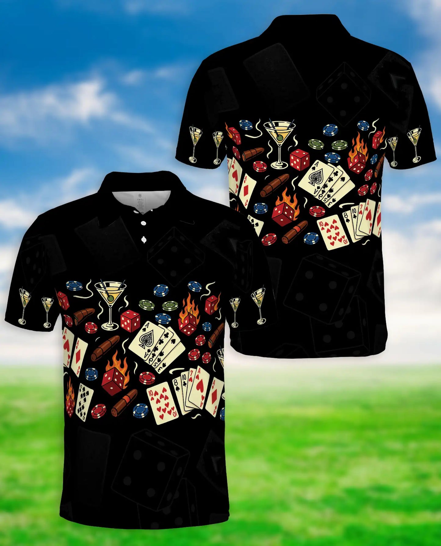 Casino Poker Polo Shirt – Gambling Night Print | Netecom