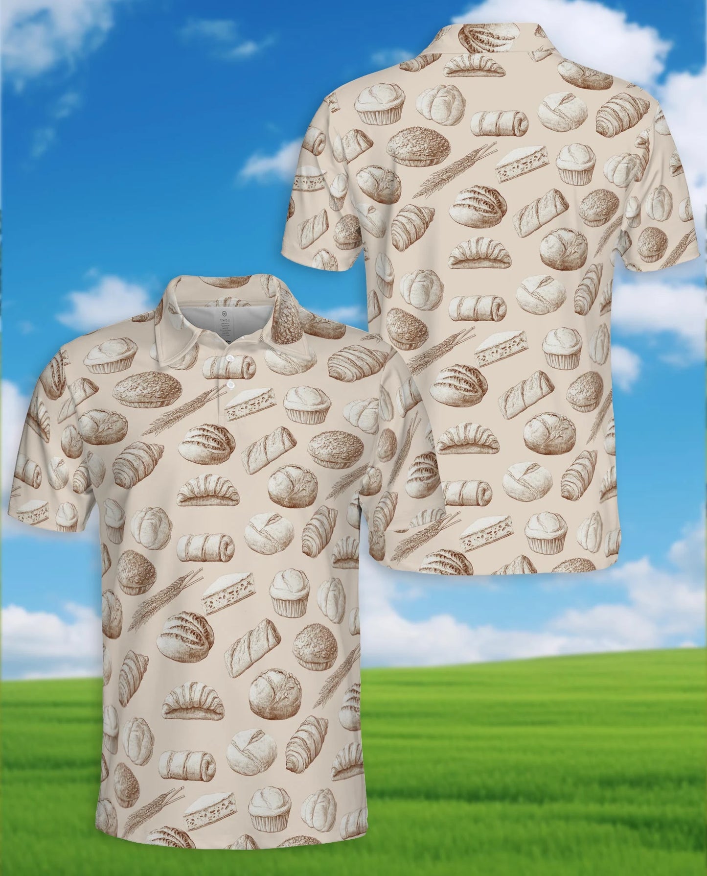 Bread Pattern Polo Shirt for Men – Funny Food Lover Style | Netecom