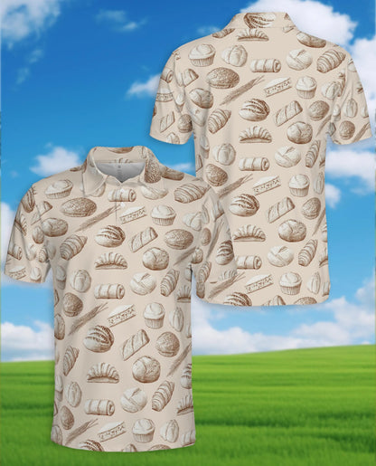 Bread Pattern Polo Shirt for Men – Funny Food Lover Style | Netecom