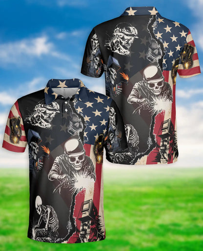 American Skull Welding Polo Shirt – Patriotic Style | Netecom