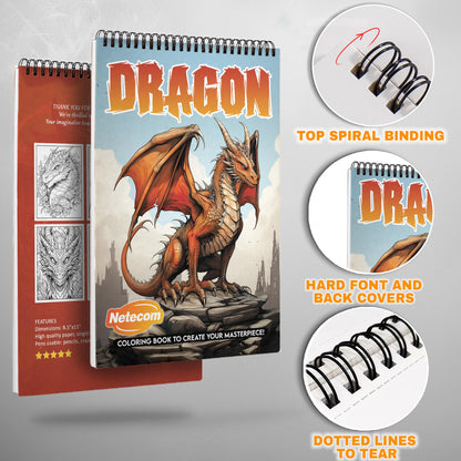 Dragon Spiral Bound Coloring Book, Mystical Dragons for a Mythical Art Adventure, Perfect for Fantasy Lovers and Creative Minds Seeking Magic