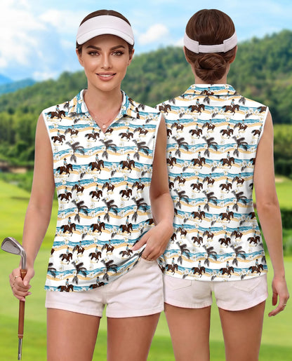 Western Rodeo Sleeveless Polo Shirt for Women | Netecom