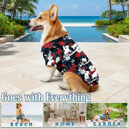 Netecom Matching Flower Horse Roping Aloha Hawaiian Shirt for Dog and Owner, Aloha Summer Shirt, Western Floral Horse Print Outfit for Pet and Human, Beach Vacation Casual Wear