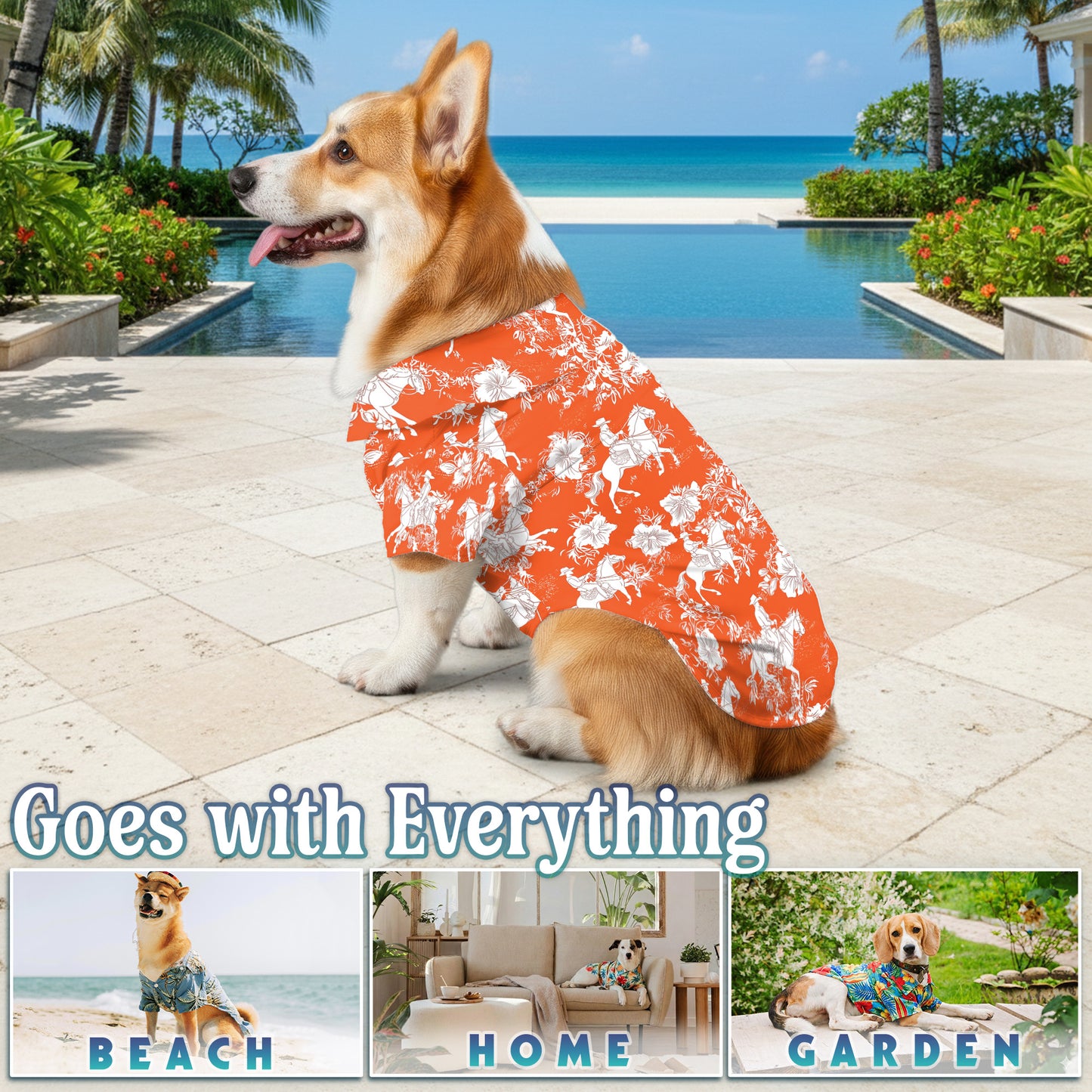 Netecom Matching Hawaiian Shirt for Dog and Owner, Orange Aloha Summer Shirt, Button Down Hawaiian Outfit for Pet and Human, Beach Vacation Casual Wear