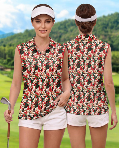 Red Orchid Ginger Sleeveless Polo Shirt for Women | Netecom