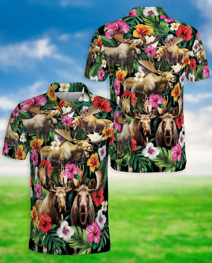 Moose Tropical Hawaiian Polo Shirt | Netecom