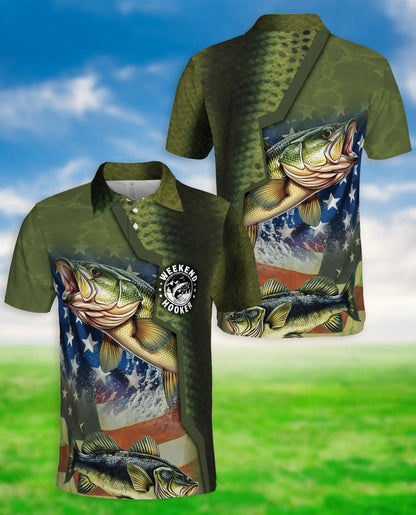 Weekend Hooker Bass Fishing 3D Polo Shirt for Men – Patriotic Angler Style | Netecom