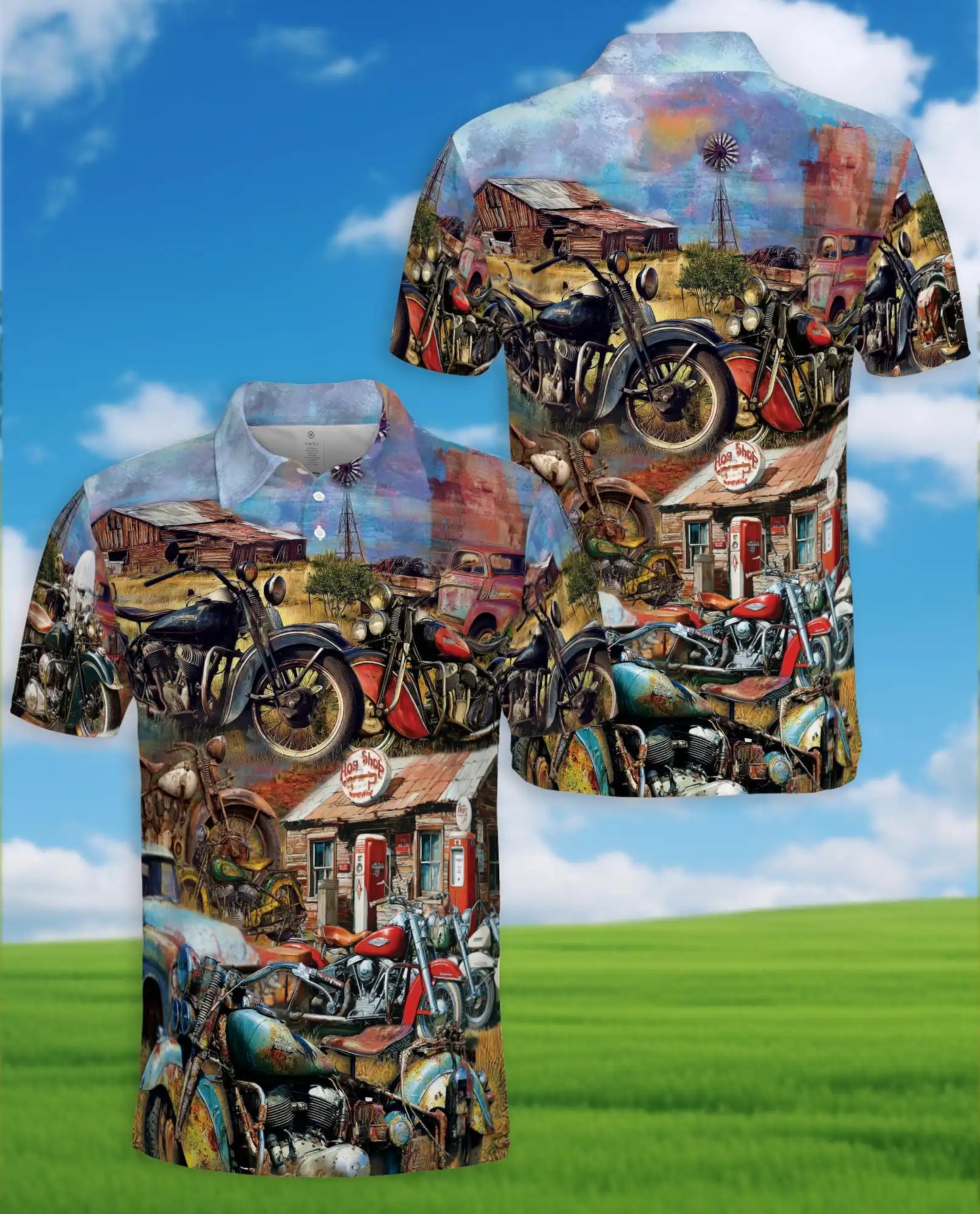 Vintage Motorcycle Garage Polo Shirt for Men - Classic Bike Rider Retro | Netecom