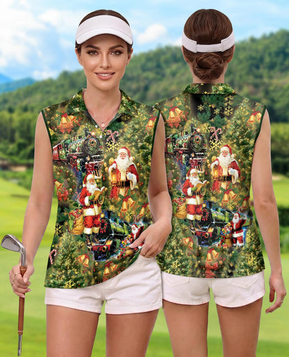 Vintage Santa Claus Sleeveless Polo Shirt for Women | Netecom