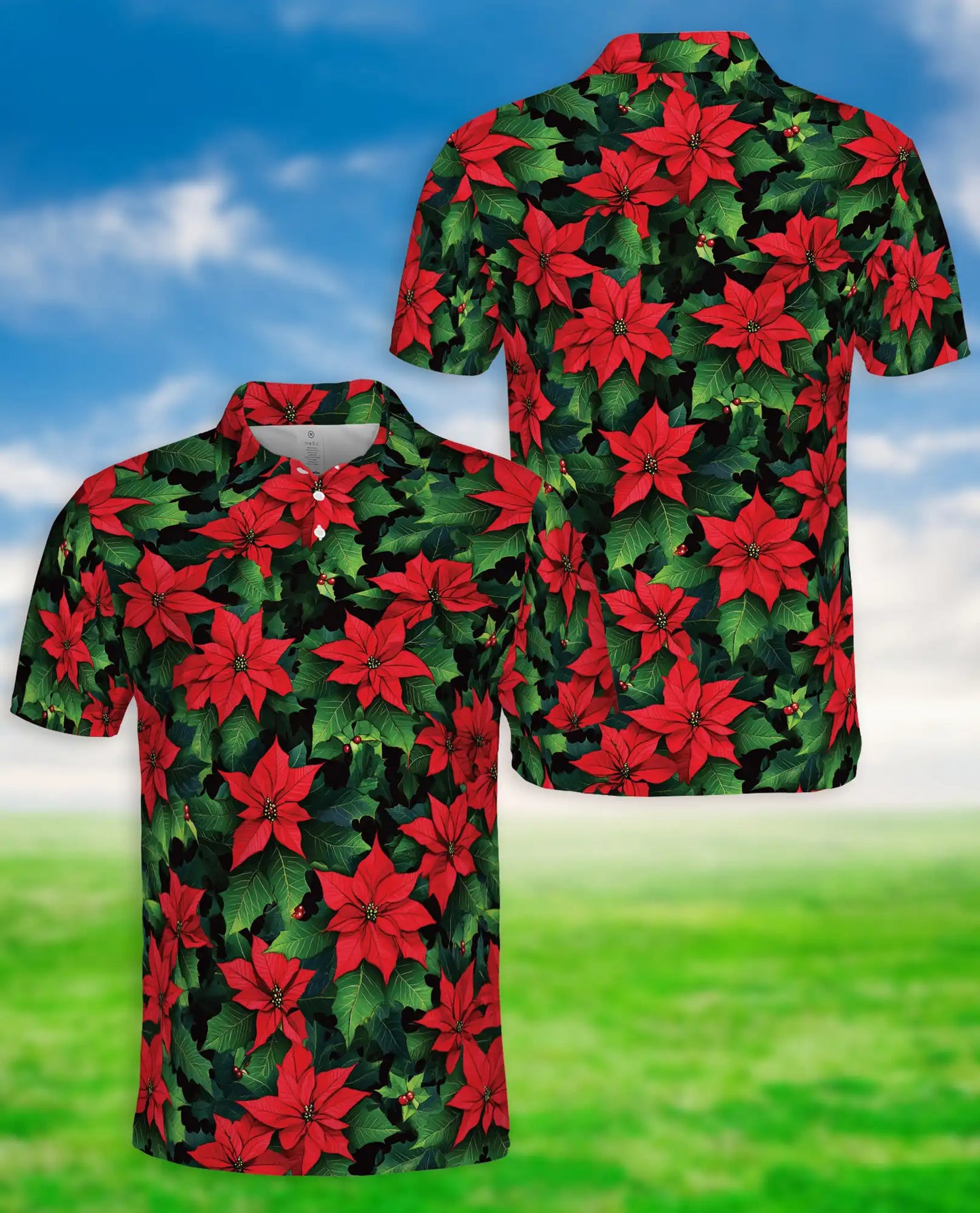 Christmas Poinsettia Polo Shirt | Netecom