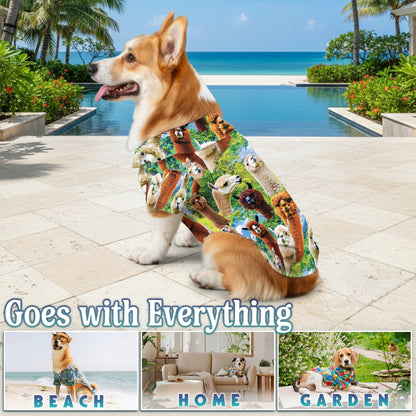 Netecom Matching Hawaiian Shirt for Dog and Owner, Unisex Aloha Summer Shirt, Button Down Hawaiian Outfit for Pet and Human, Vacation Beach Casual Wear