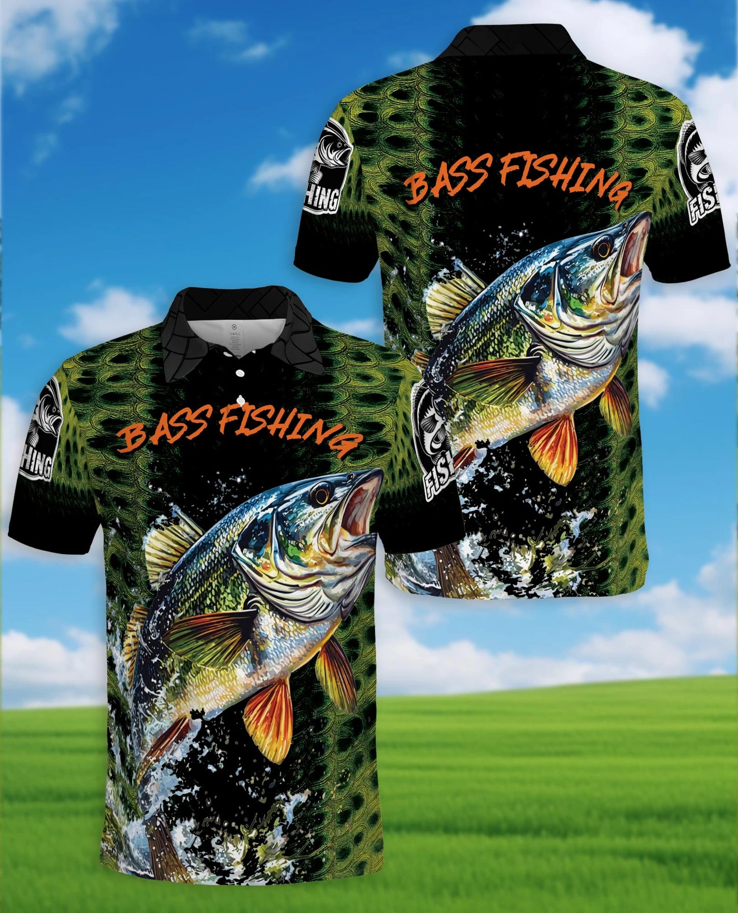 Bass Fishing Green 3D Polo Shirt for Men – Outdoor Angler Style | Netecom