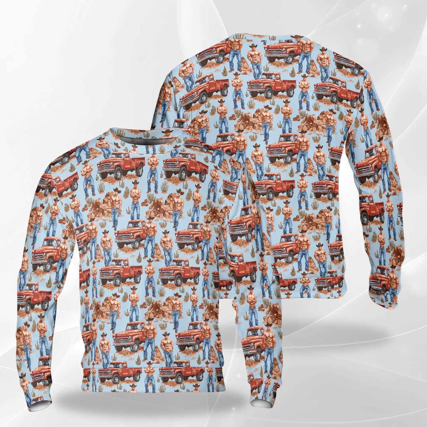 Vintage Cowboy Sweatshirt, 3D All Over Print Western Cowboy Crewneck Pullover for Men Women, Rodeo Country Lover Gift - Netecom