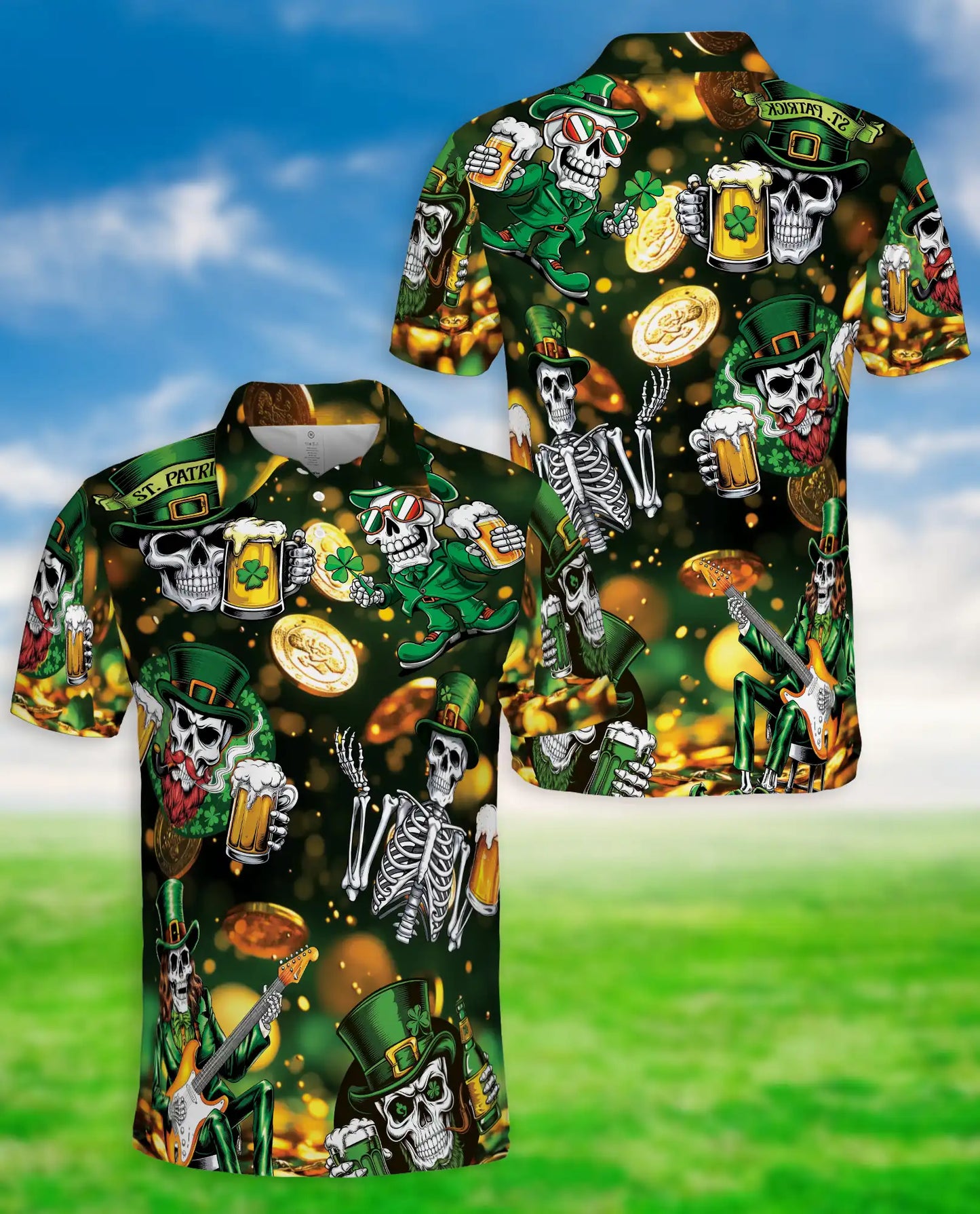 St. Patrick Skull Beer Polo Shirt | Netecom