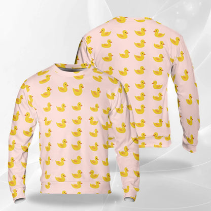Pink Duck Sweatshirt, 3D All Over Print Cute Duck Crewneck Pullover for Men Women, Duck Lover Gift - Netecom