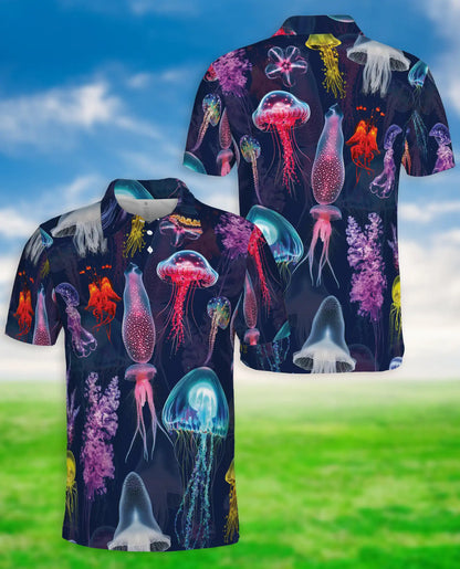 Jellyfish Polo Shirt – Colorful Deep Sea Ocean Print | Netecom