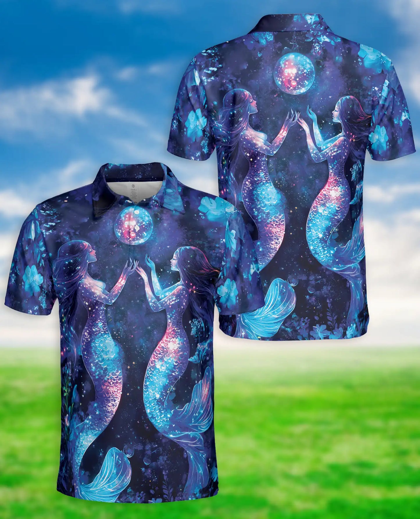 Galaxy Mermaid Polo Shirt – Cosmic Ocean Style | Netecom
