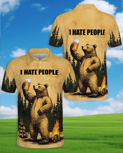 Funny Bear Camping Polo Shirt for Men – Outdoor Beer Lover Style | Netecom