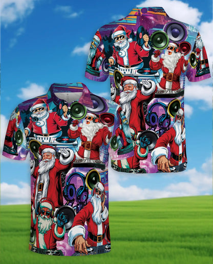 DJ Santa Claus Christmas Party Polo Shirt for Men- Funny Holiday Xmas | Netecom