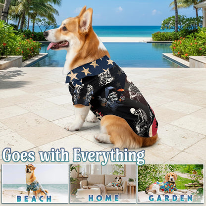 Netecom Matching Patriotic Welder Aloha Hawaiian Shirt for Dog and Owner, Limited Edition Summer Button Down Shirt, Bold Casual Beach Vacation Wear for Pet and Human