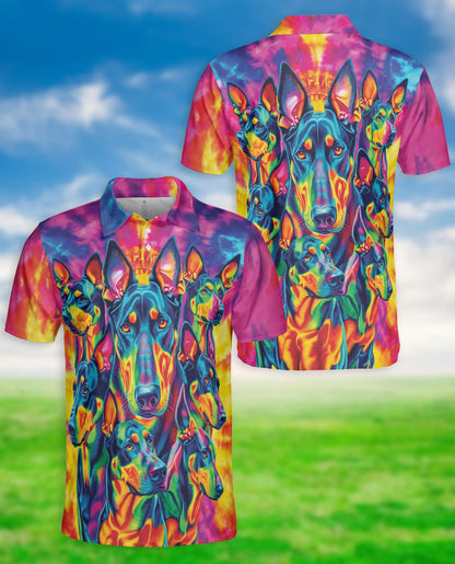 Doberman Neon Polo Shirt – Psychedelic Dog Style | Netecom