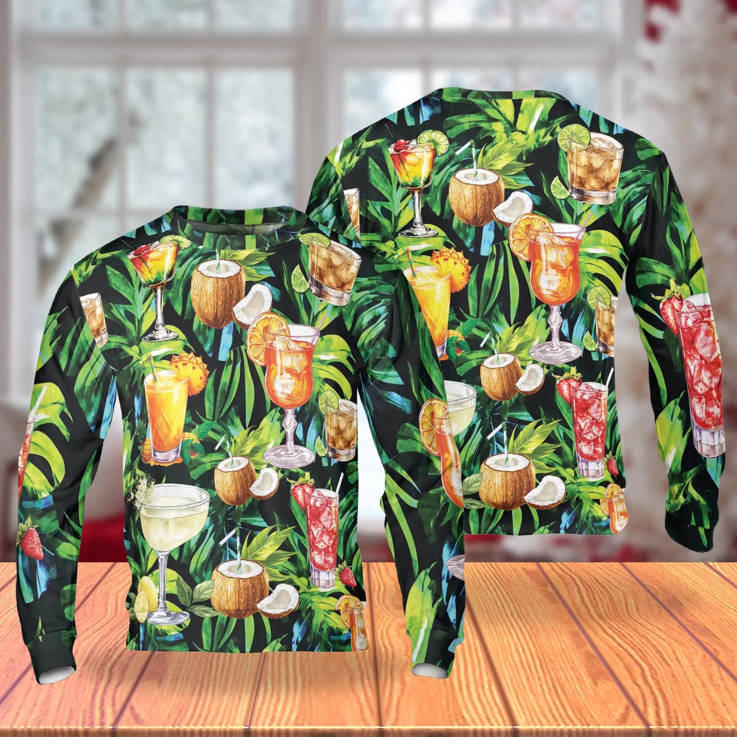 Cocktail and Fruit Summer Sweatshirt, 3D All Over Print Tropical Drink Crewneck Pullover for Men Women, Summer Lover Gift - Netecom