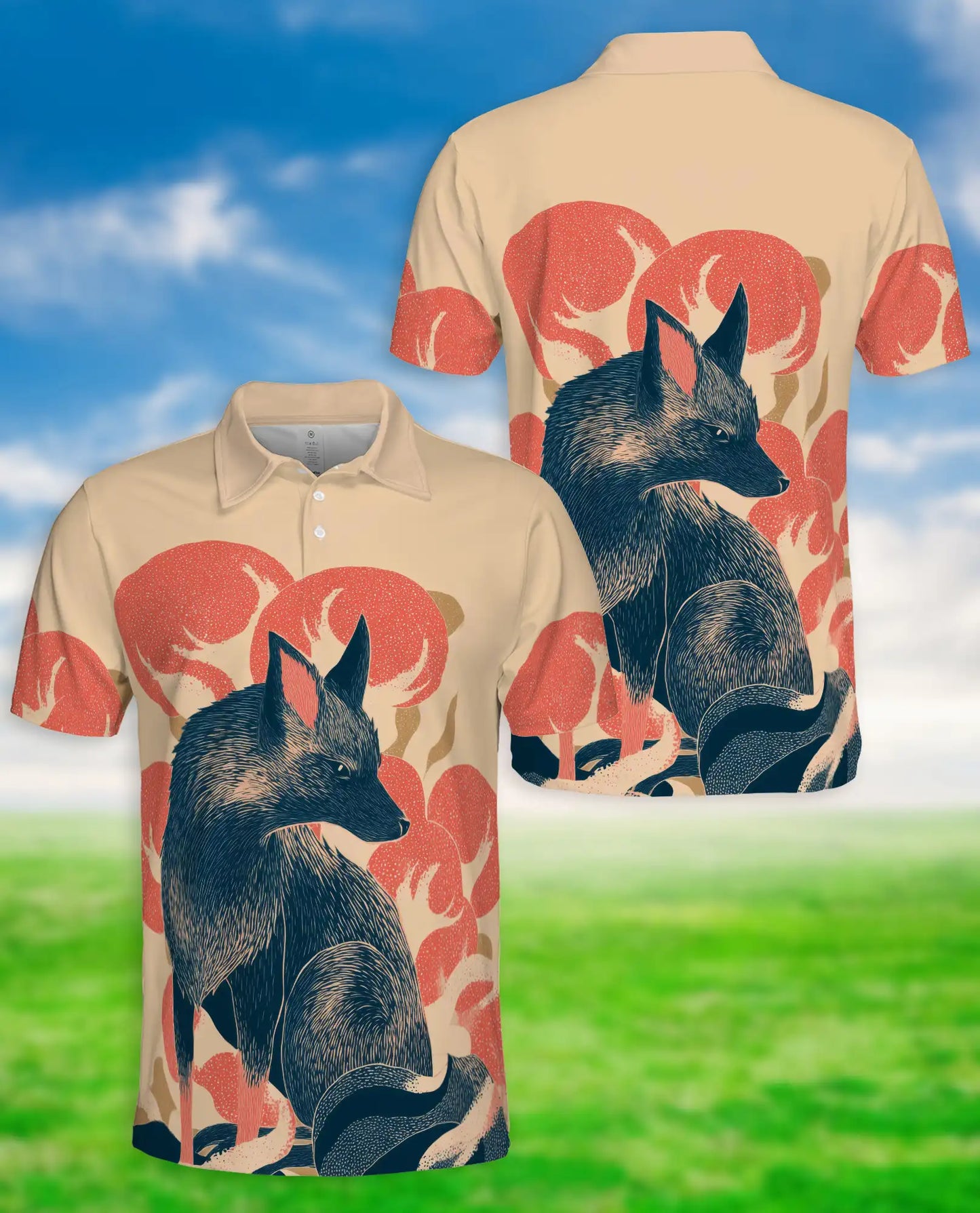 Scandinavian Fox Art Polo Shirt-Modern Woodland Wildlife Design | Netecom