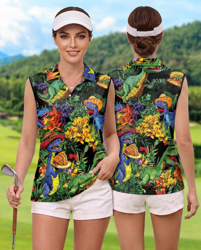 Taco T-Rex Sleeveless Polo Shirt for Women | Netecom