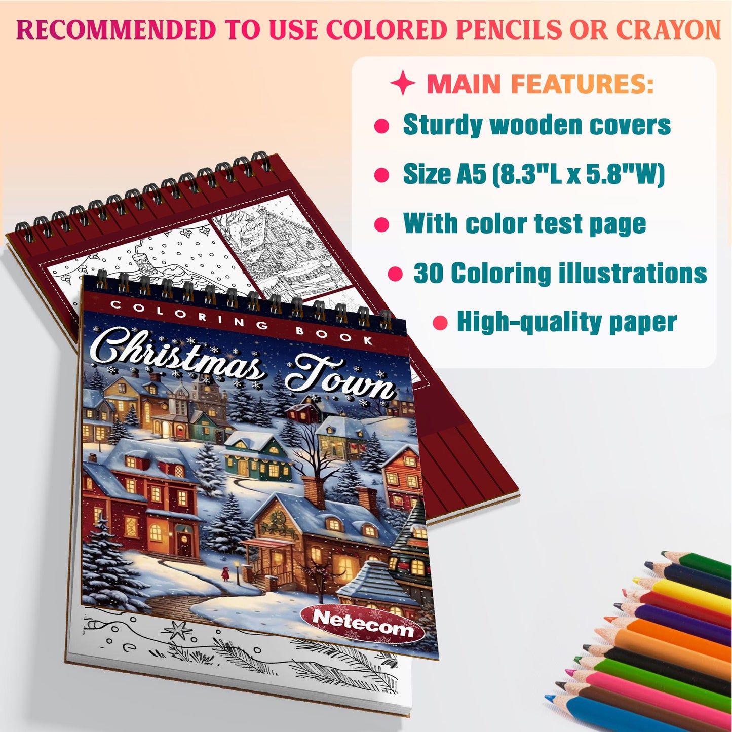 Netecom Christmas Town Coloring Sheets For Adults