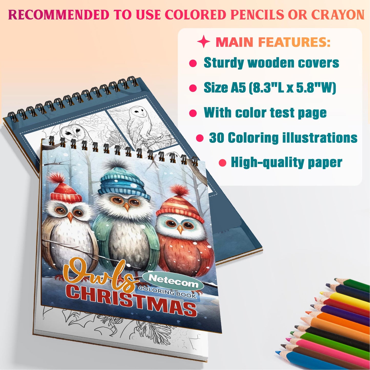 Netecom Christmas Owls Coloring Sheets For Adults