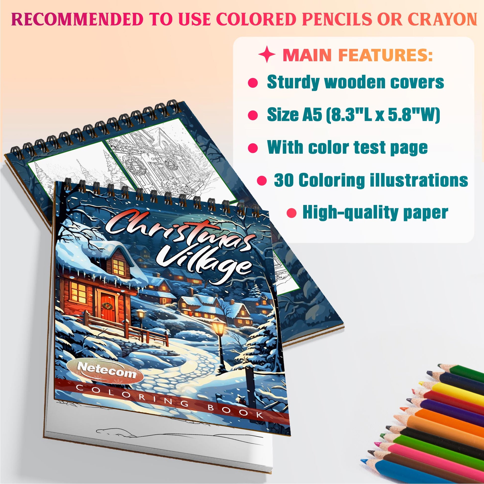 Netecom Christmas Village Coloring Sheets For Adults