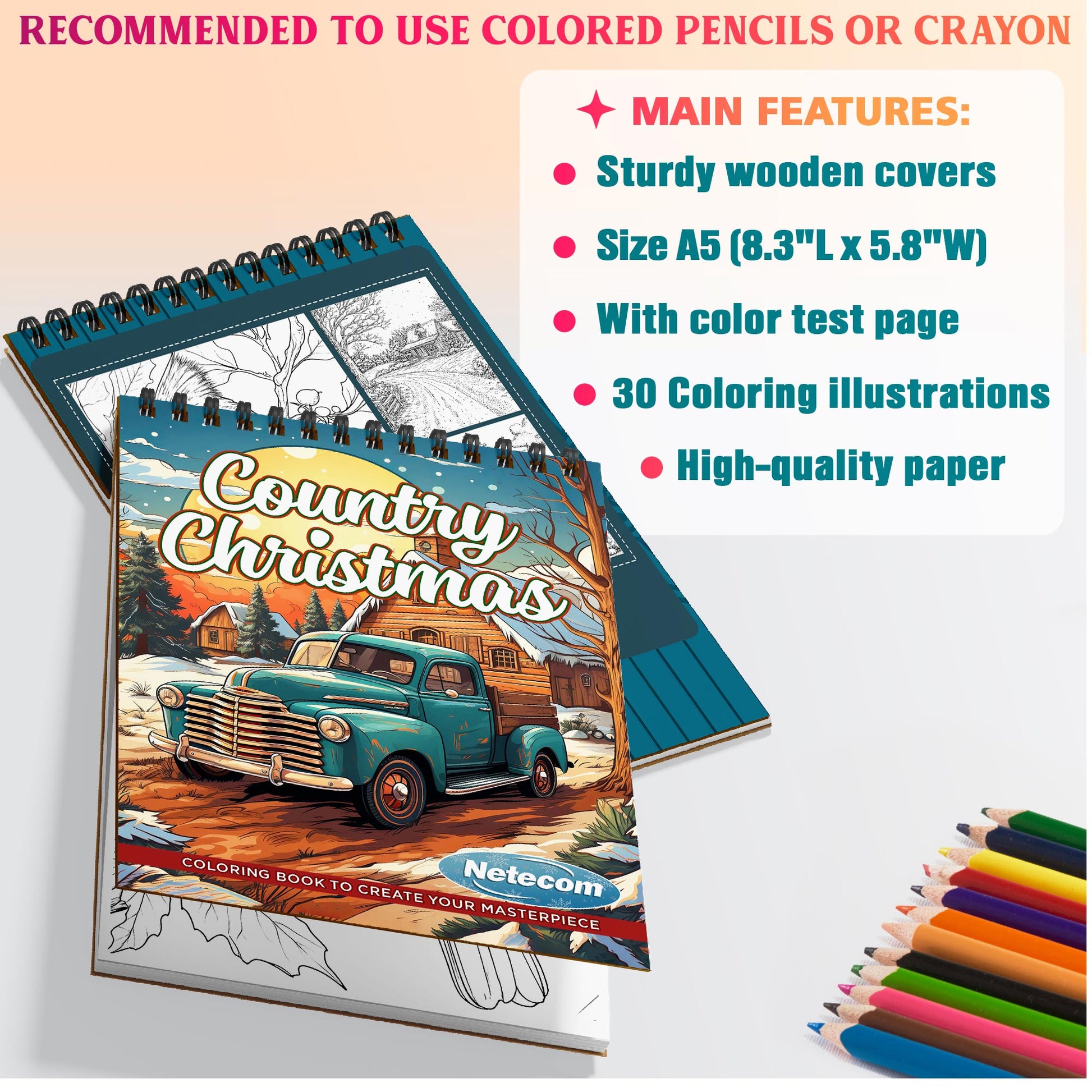 Netecom Country Christmas Coloring Sheets For Adults