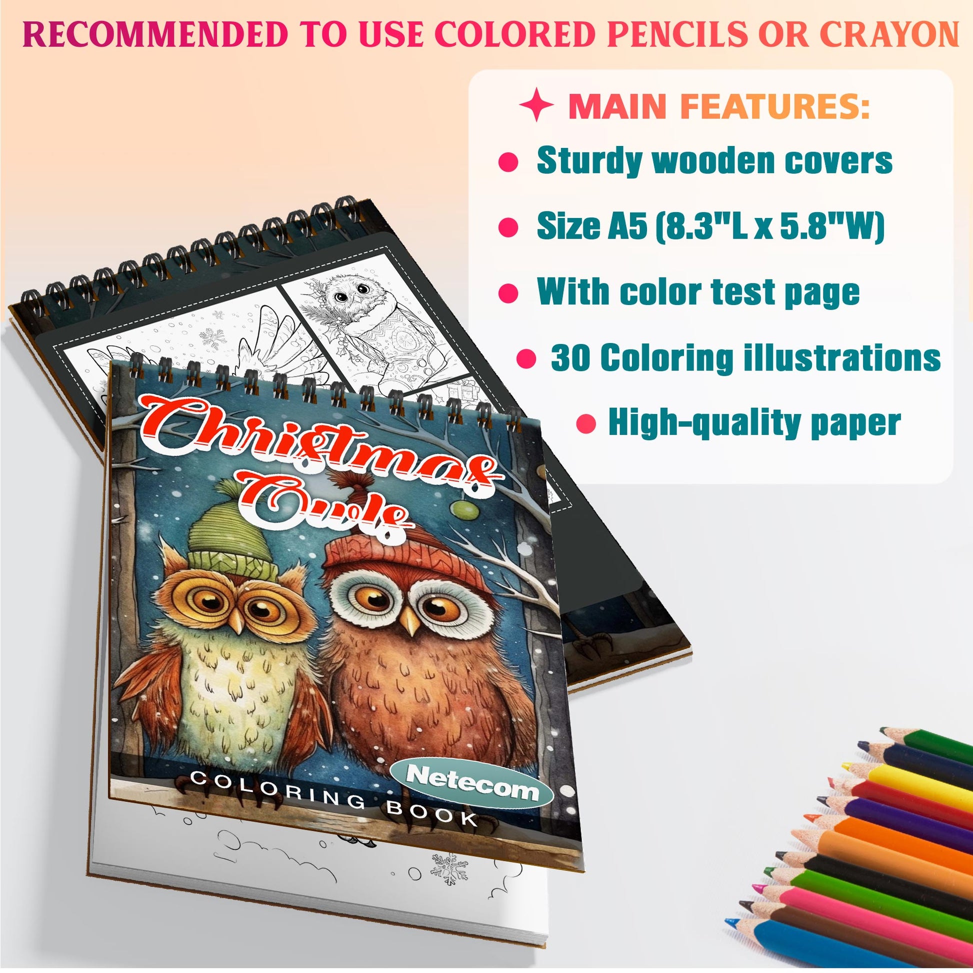 Netecom Christmas Owls Coloring Sheets For Adults