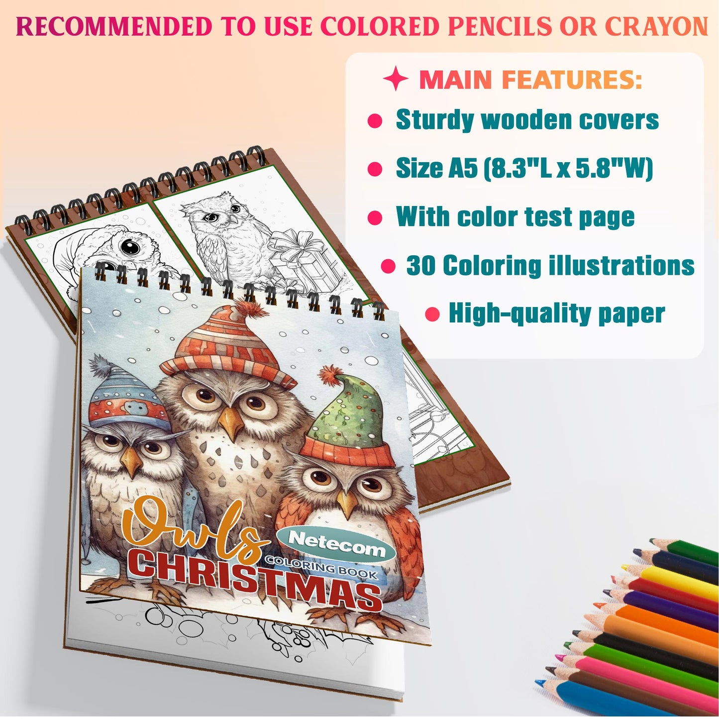 Netecom Christmas Owls Coloring Sheets For Adults