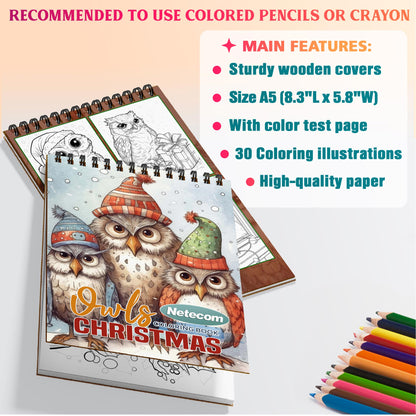 Netecom Christmas Owls Coloring Sheets For Adults
