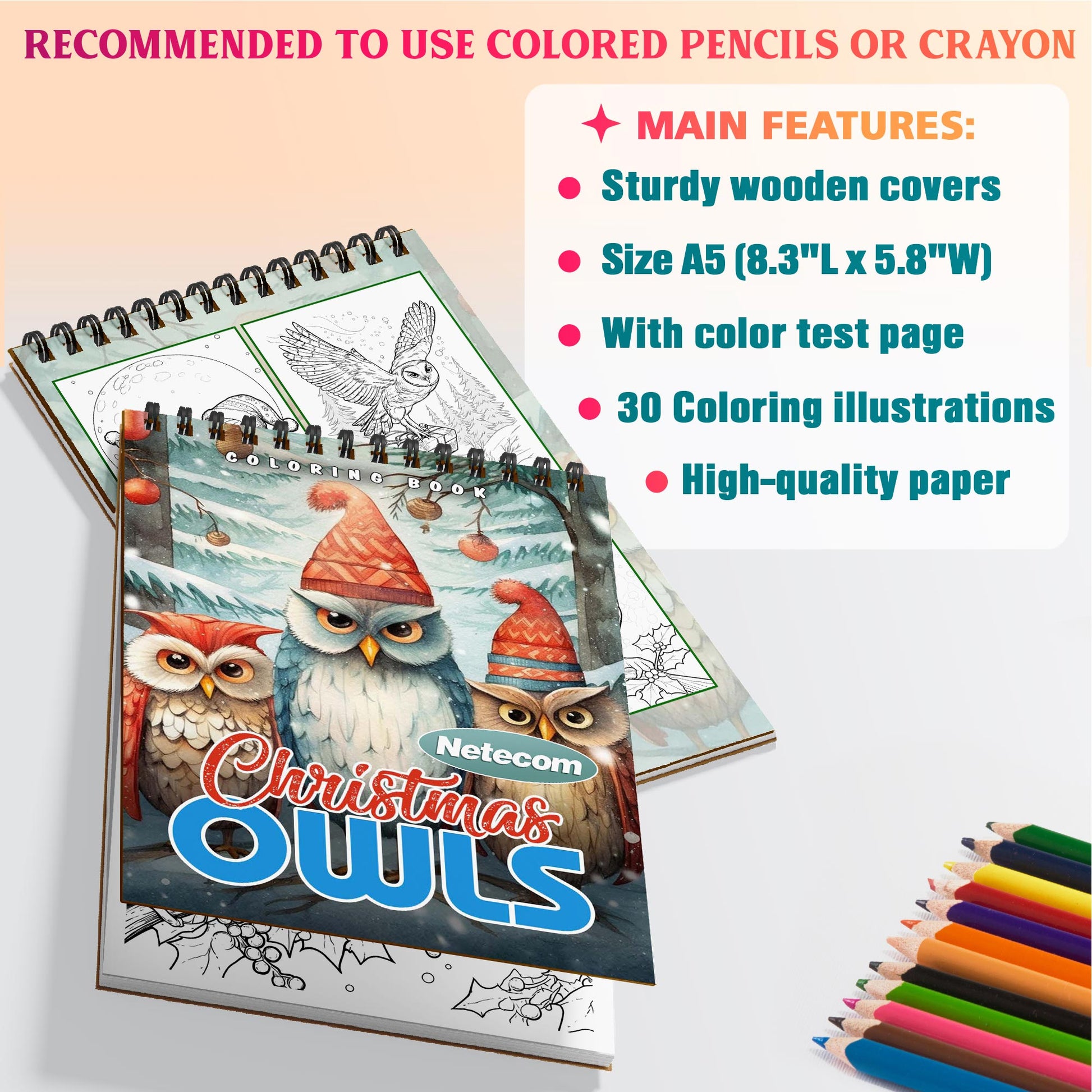 Netecom Christmas Owls Coloring Sheets For Adults