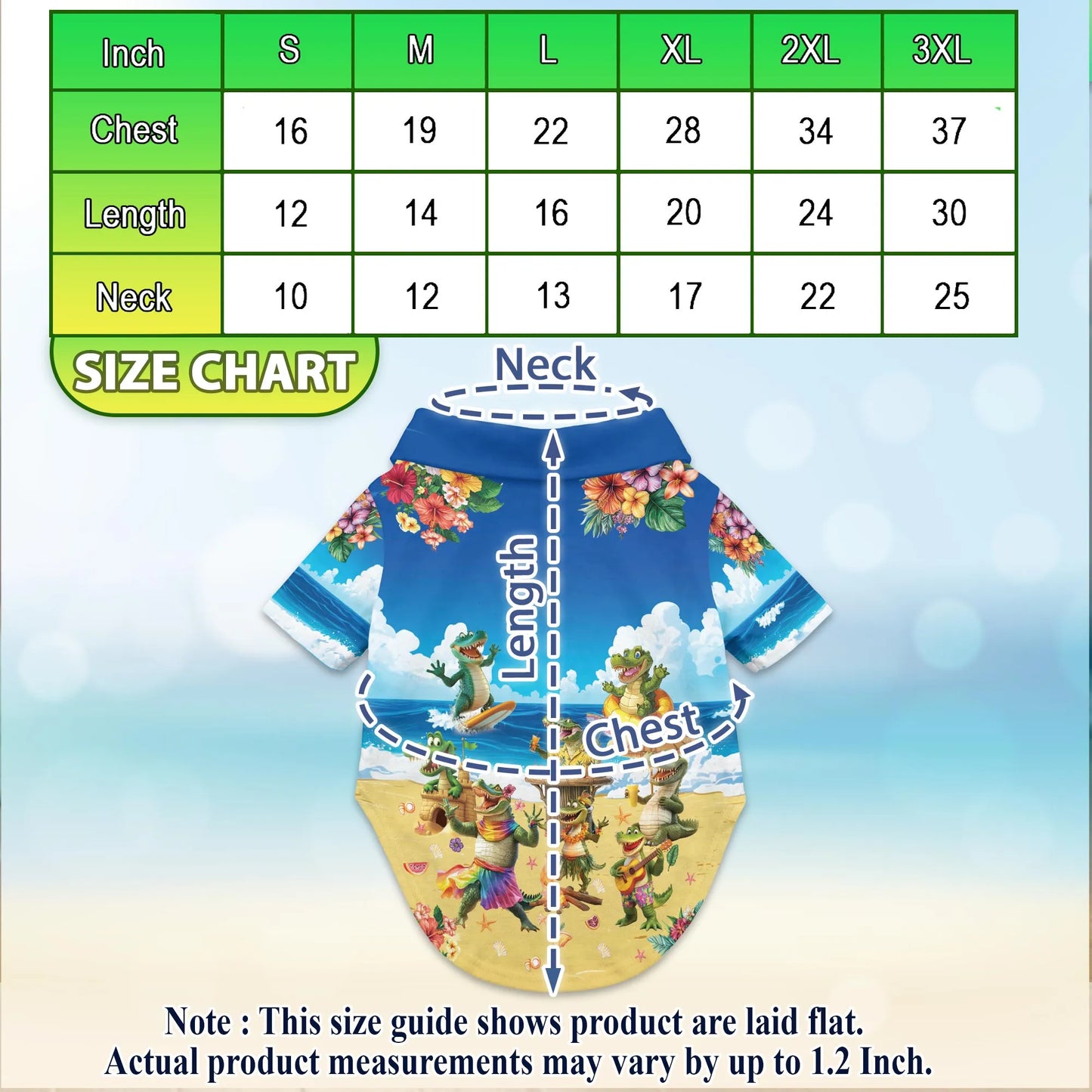 Funny Crocodile Alligator Beach Party Hawaii Dog and Owner Matching Shirts