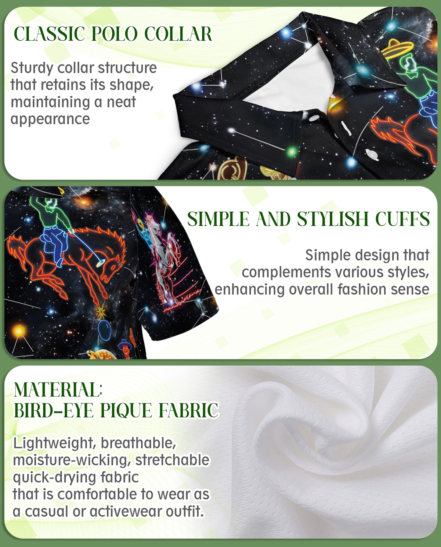 Cosmic Cowboy Polo Shirt – Neon Rodeo Galaxy Print | Netecom