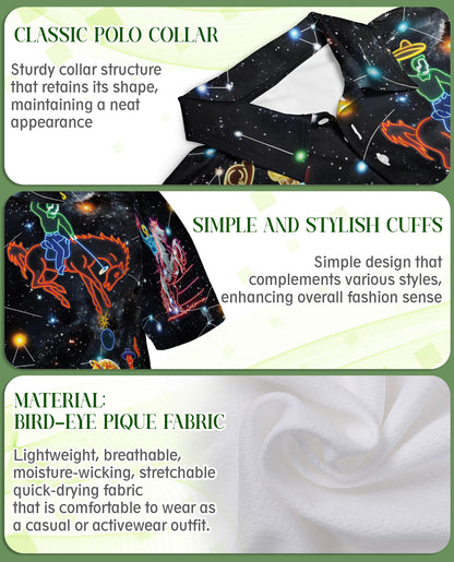 Cosmic Cowboy Polo Shirt – Neon Rodeo Galaxy Print | Netecom