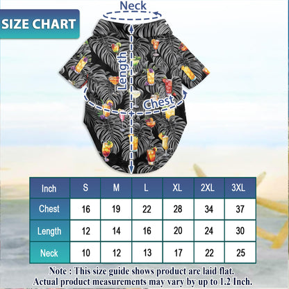 Netecom Matching Proud Bartender Cocktails Hawaiian Shirt for Pet and Owner, Tropical Aloha Summer Shirt, Cocktail Drink Print Outfit for Dog and Human, Casual Beach Vacation Wear