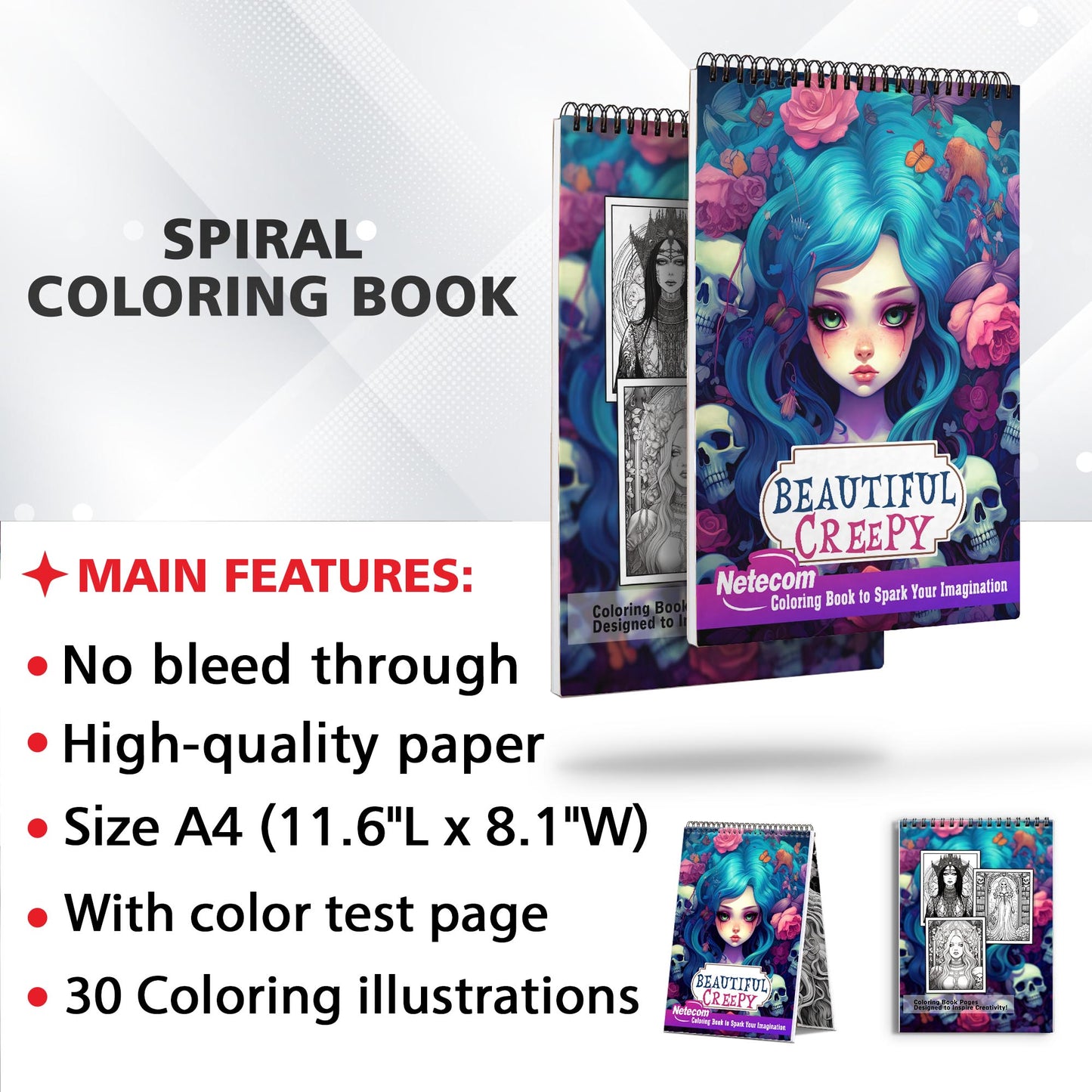 Beautiful Creepy Adult Spiral Bound Coloring Book, Delight in 30 Exquisitely Macabre Coloring Pages for Adults to Embrace the Beauty in the Dark