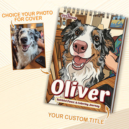 Personalized Dog Coloring Book for Adults – Custom Dog Line Art Coloring Pages from Photos,  12–48 Pages, Unique Keepsake for Pet Lovers, Premium Wooden Cover, Spiral Binding