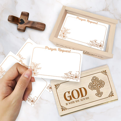 Netecom Personalized Wooden Prayer Box with Custom Name Handheld Cross, Christian Faith Prayer Box with 100 Prayer Request Cards, Religious Keepsake Gift for Daily Prayer & Reflection