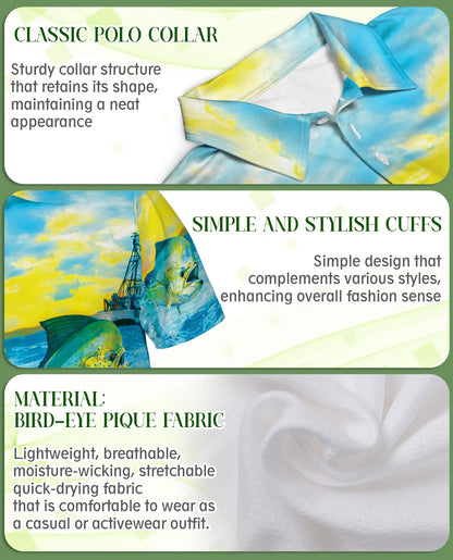 Mahi Mahi Fishing 3D Polo Shirt for Men – Tropical Ocean Angler Style | Netecom