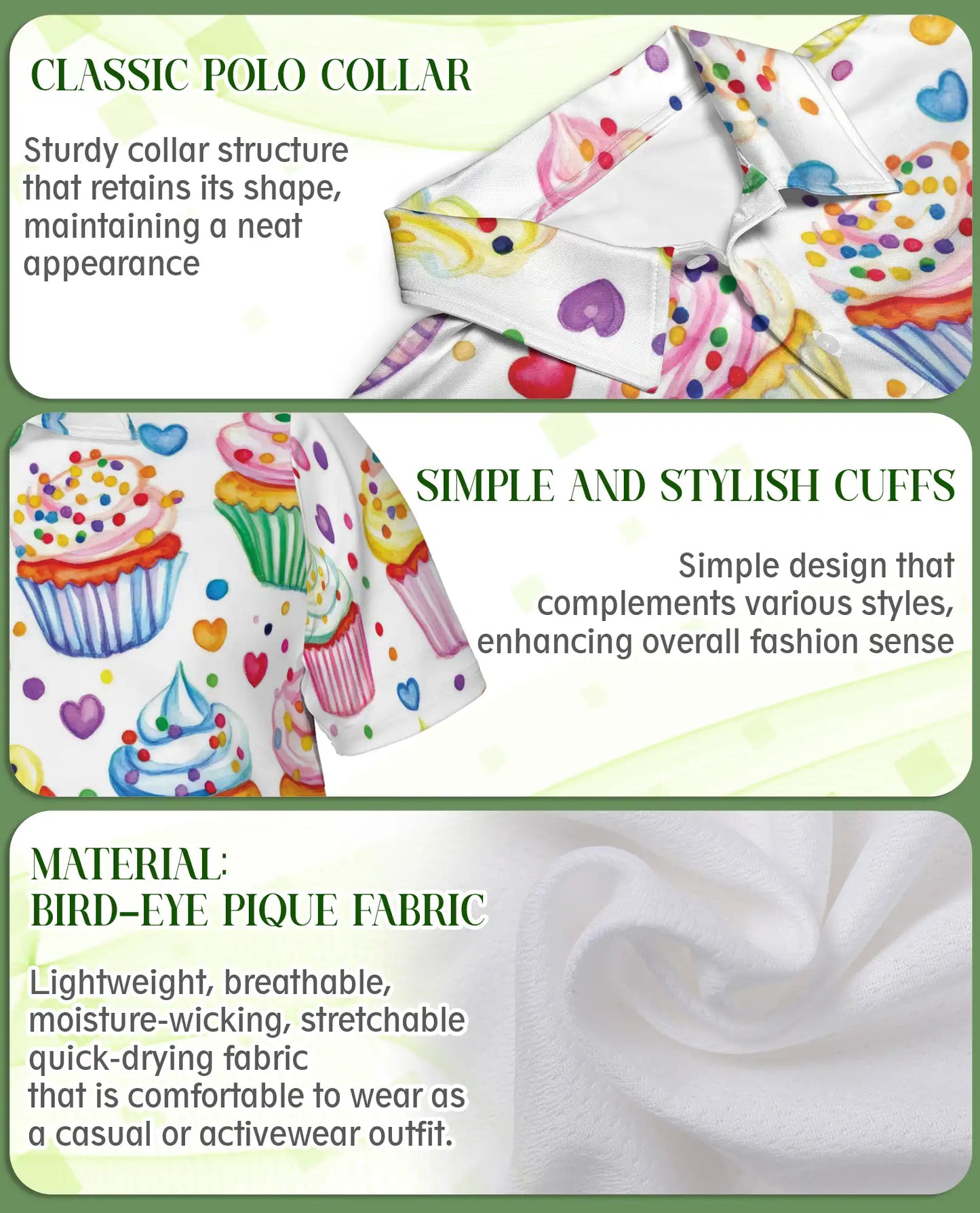 Cupcake 3D Polo Shirt for Men – Sweet Dessert Candy Style | Netecom